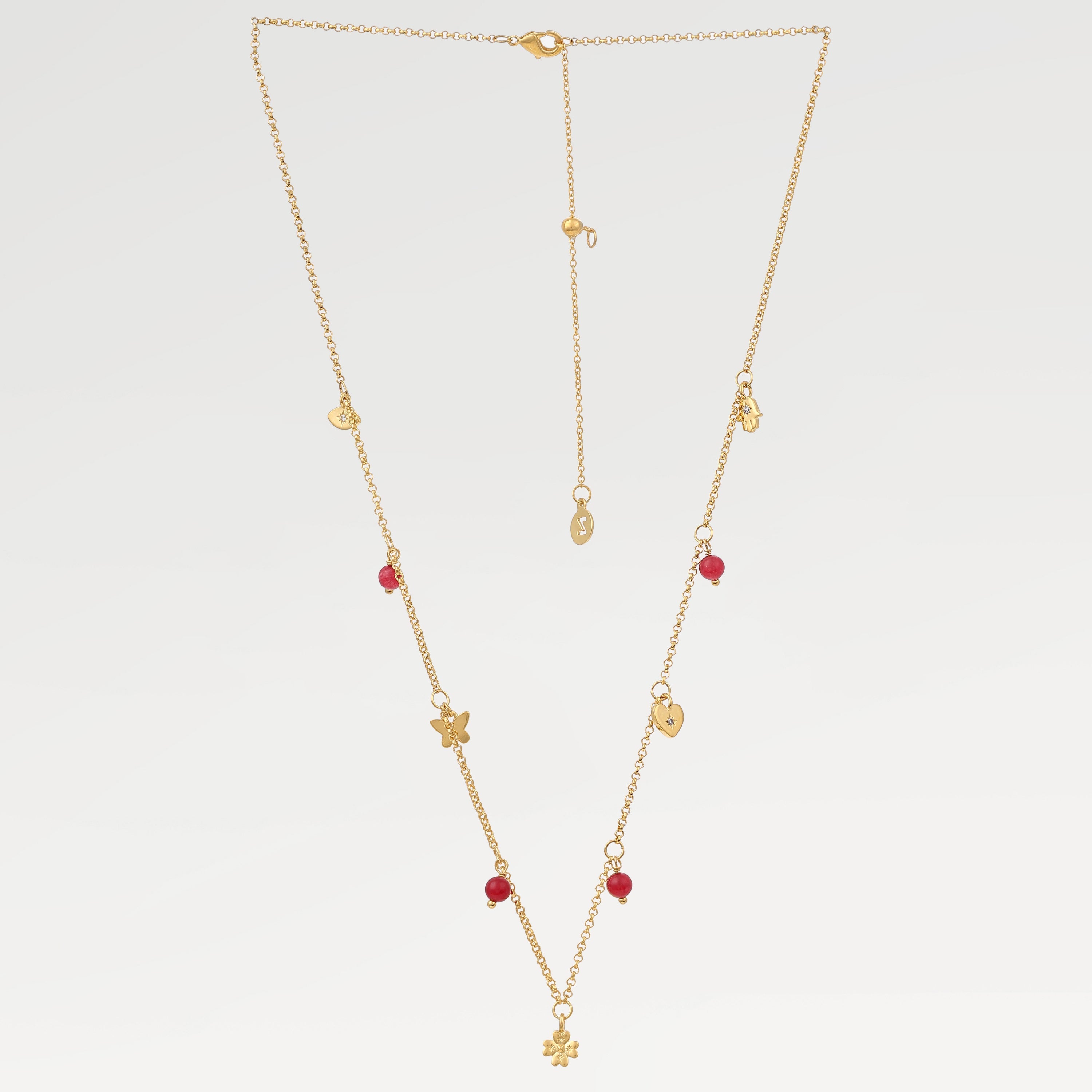 Ava Ruby Quartz Charm Necklace