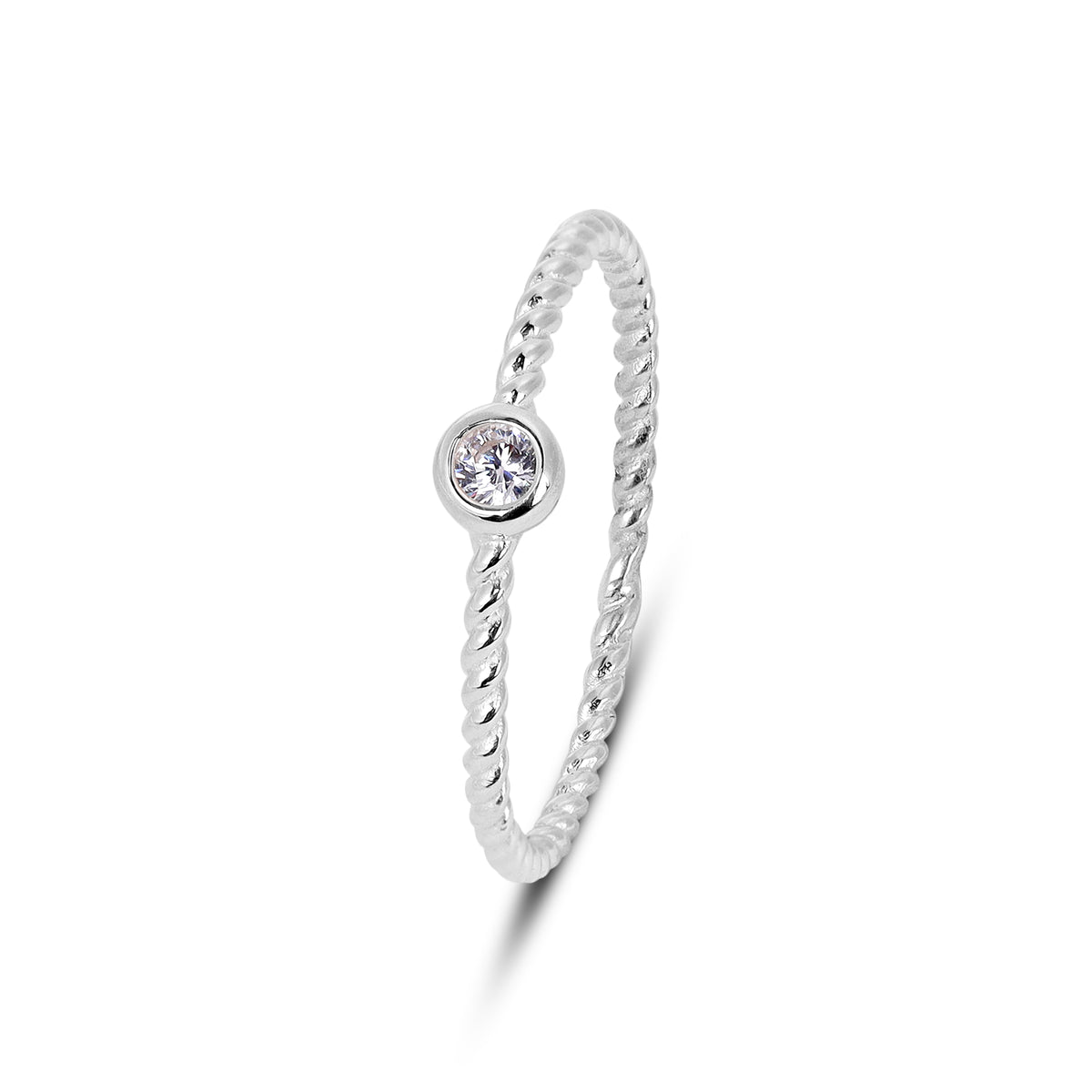 Anna Sterling Silver White Cubic Zirconia Elegant Ring
