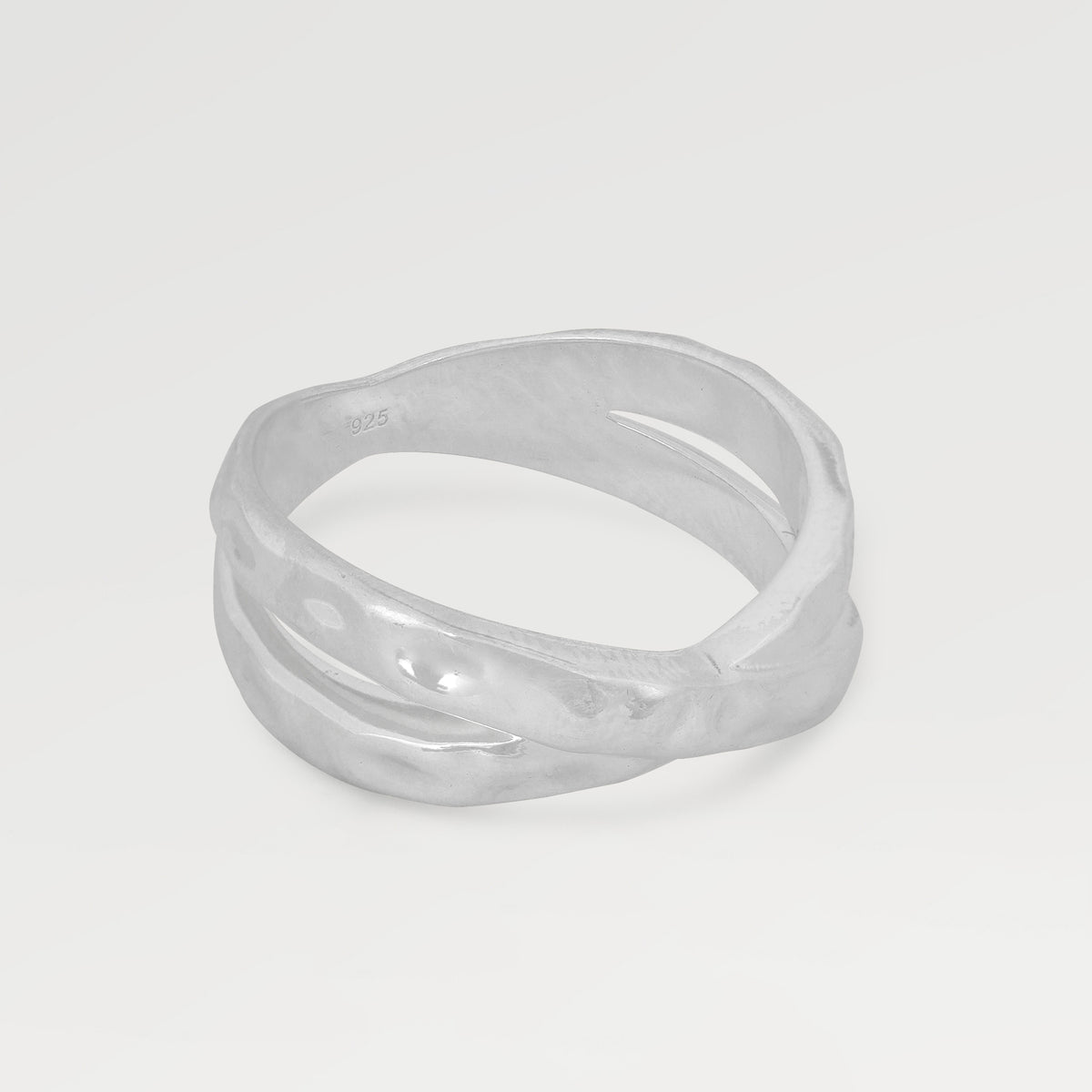 3 Micron Yellow Gold Plated Plain Hammered Ring