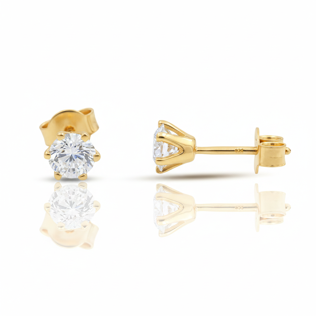 Hemi Silver Diamond Earrings