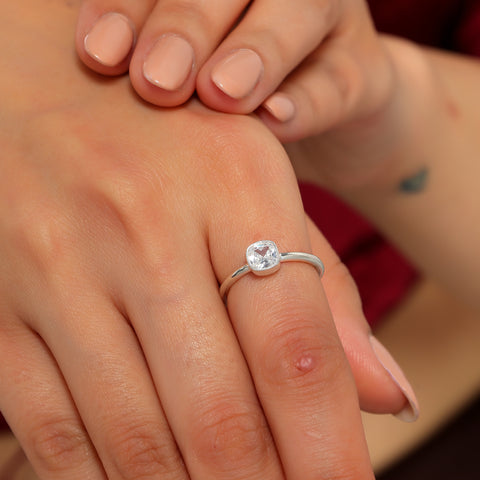 Ava Silver Zirconia Adjustable Ring