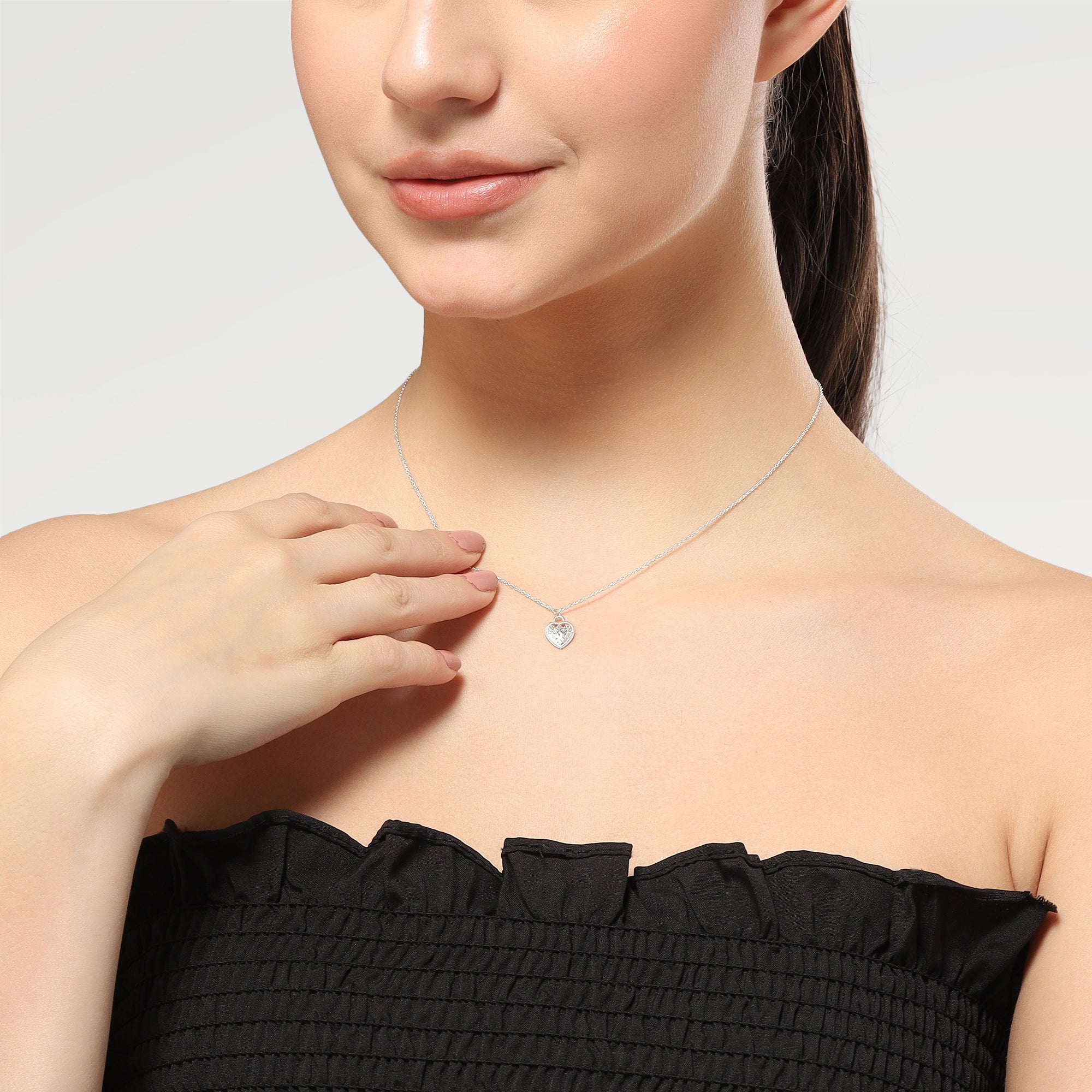 Ruby Silver Plated Slider Heart Necklace