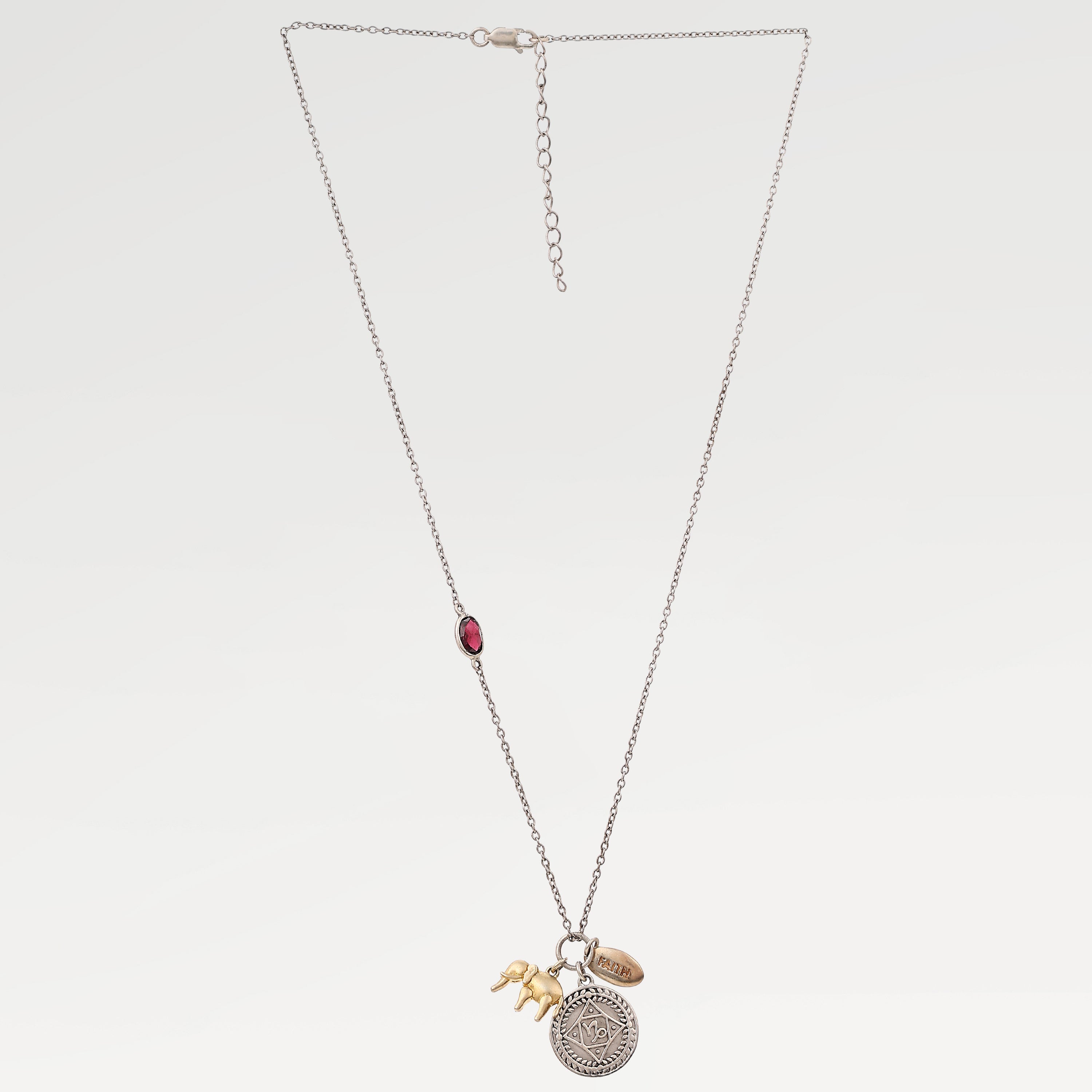 Grace Two Tone Garnet Bezel Necklace
