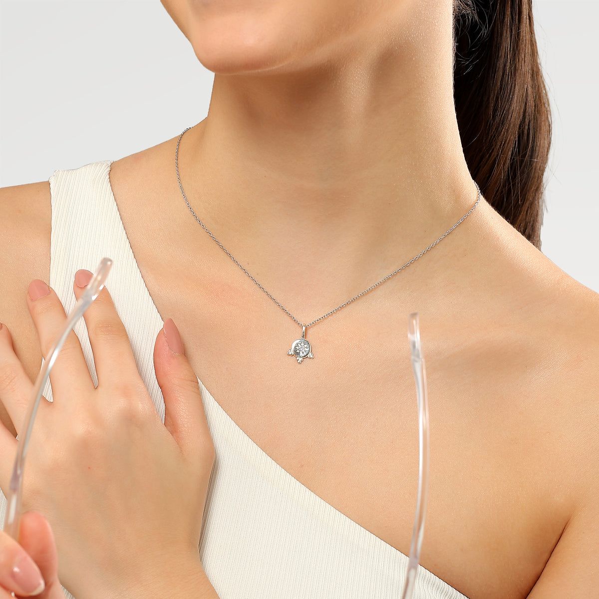 Zoe Silver Plated Star Cubic Zirconia  Pendant