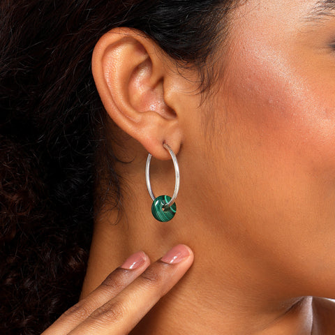 Rina Sterling Silver Malachite Earrings
