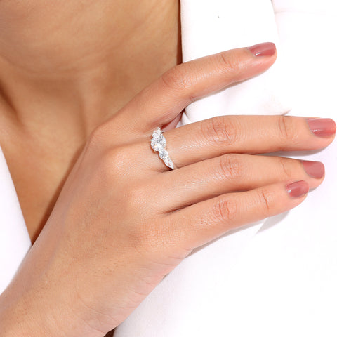 Pia Silver Diamond Adjustable Ring