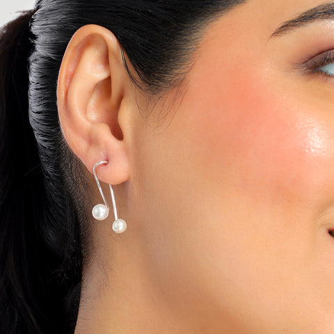 Sia Sterling Silver Synthetic Pearl Earrings