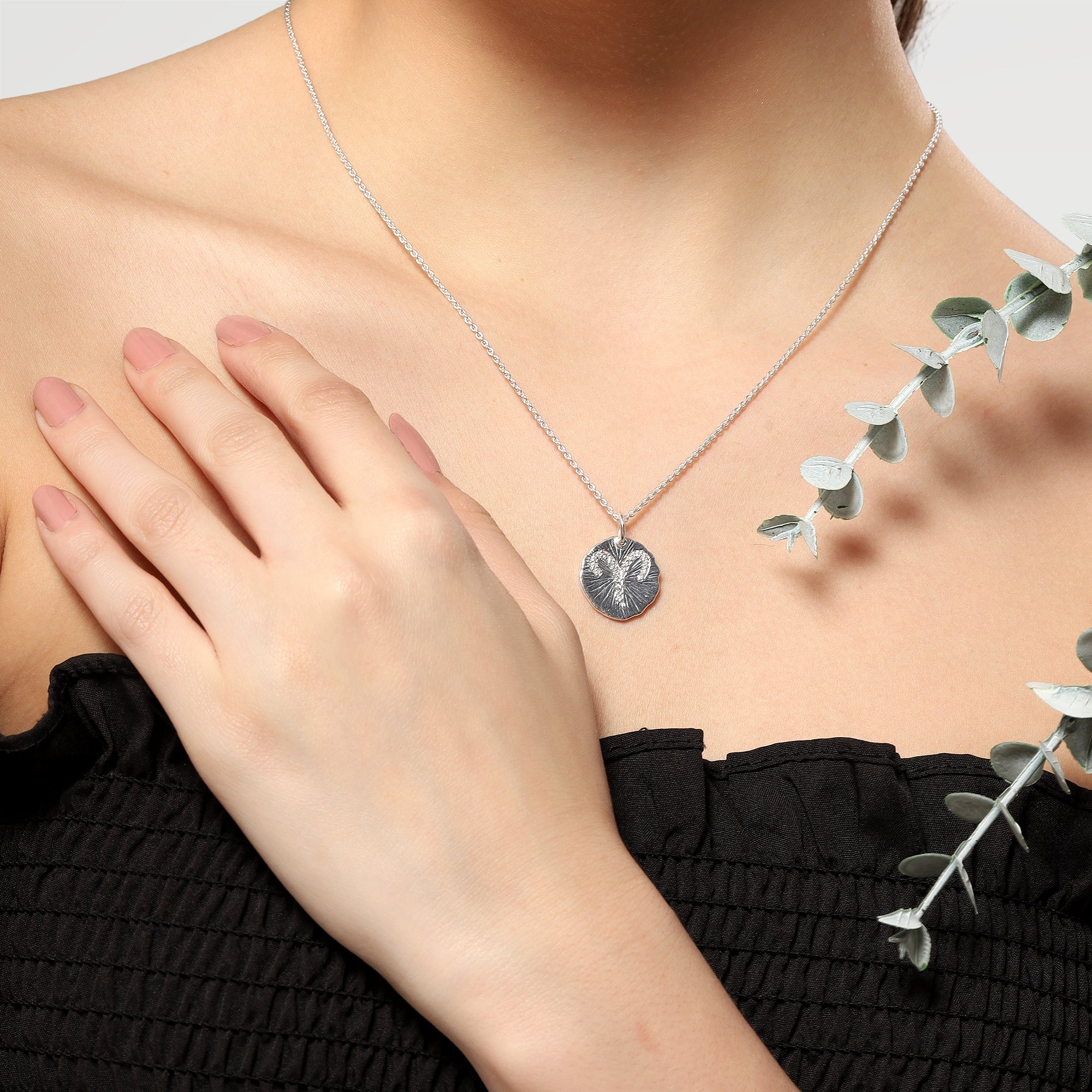 Ella Pave CZ Aries Zodiac Necklace