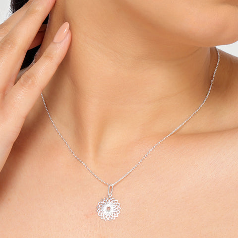 Ava Silver Floral Pendant
