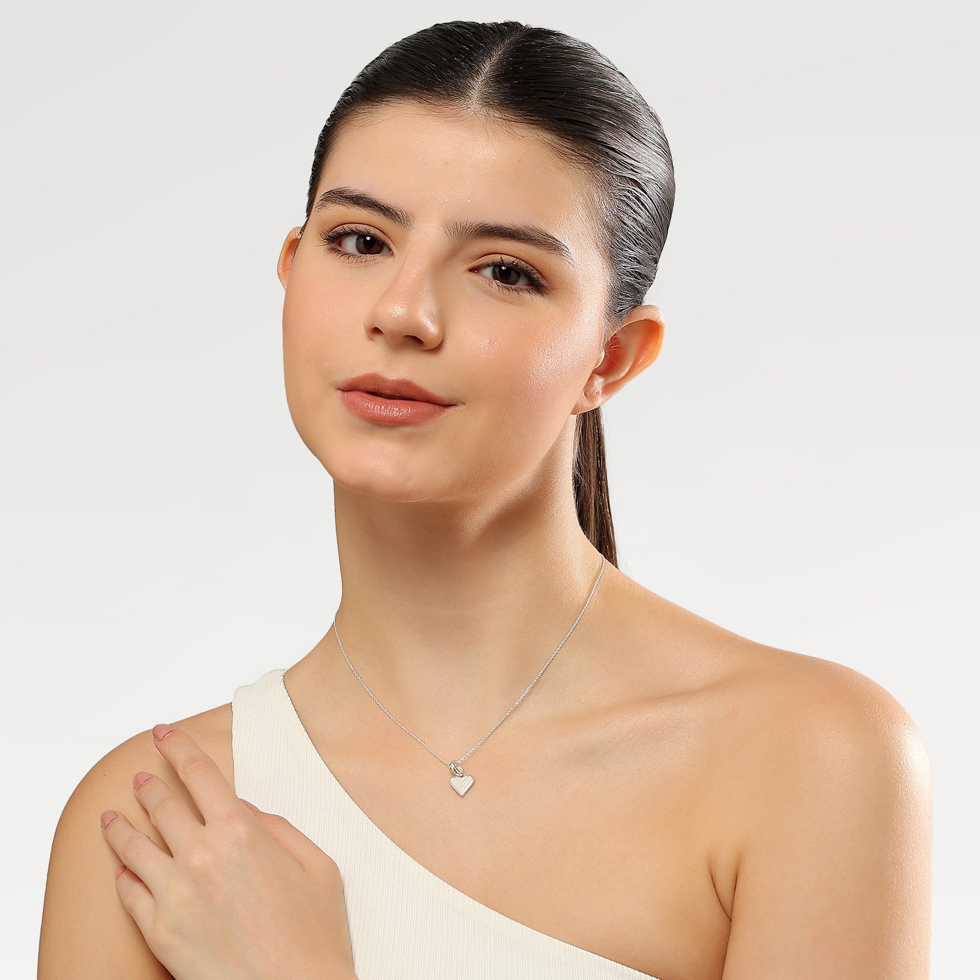 Zoe Silver Plated Enamel Pearl Heart Pendant