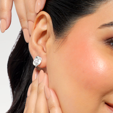 Ria Silver Diamond Stud Earrings