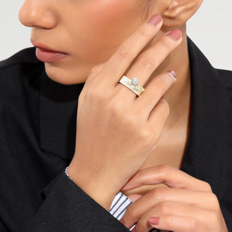 Ora Silver Diamond Adjustable Ring