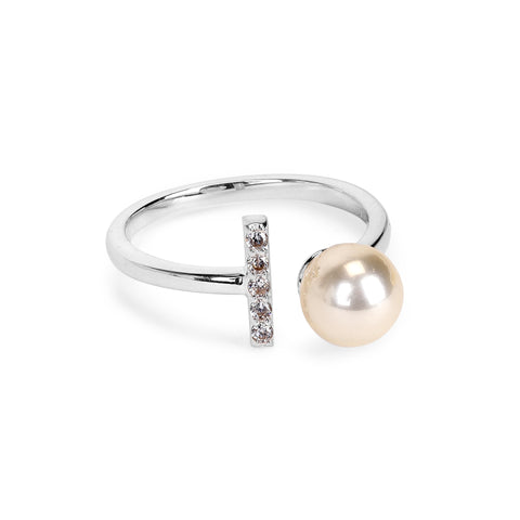 Nora Gold Plated Synthetic Pearl White cubic zirconia Ring