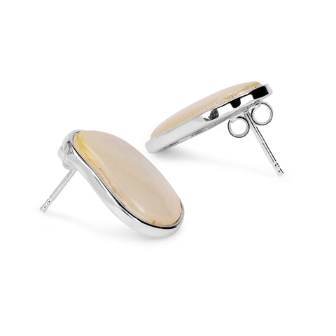 Roe Sterling Silver Cab Shell Earrings