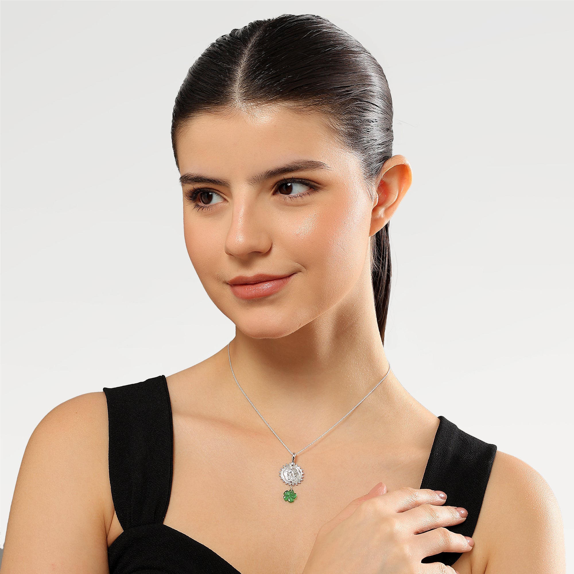 Grace Carved Flower Crystal Pendant