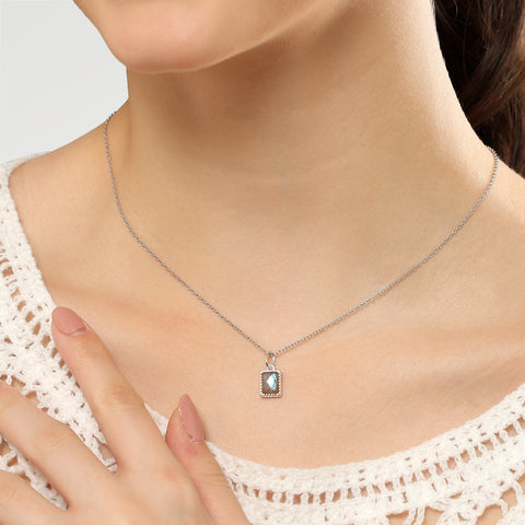 Nora Sterling Silver Baguette Labradorite Pendant