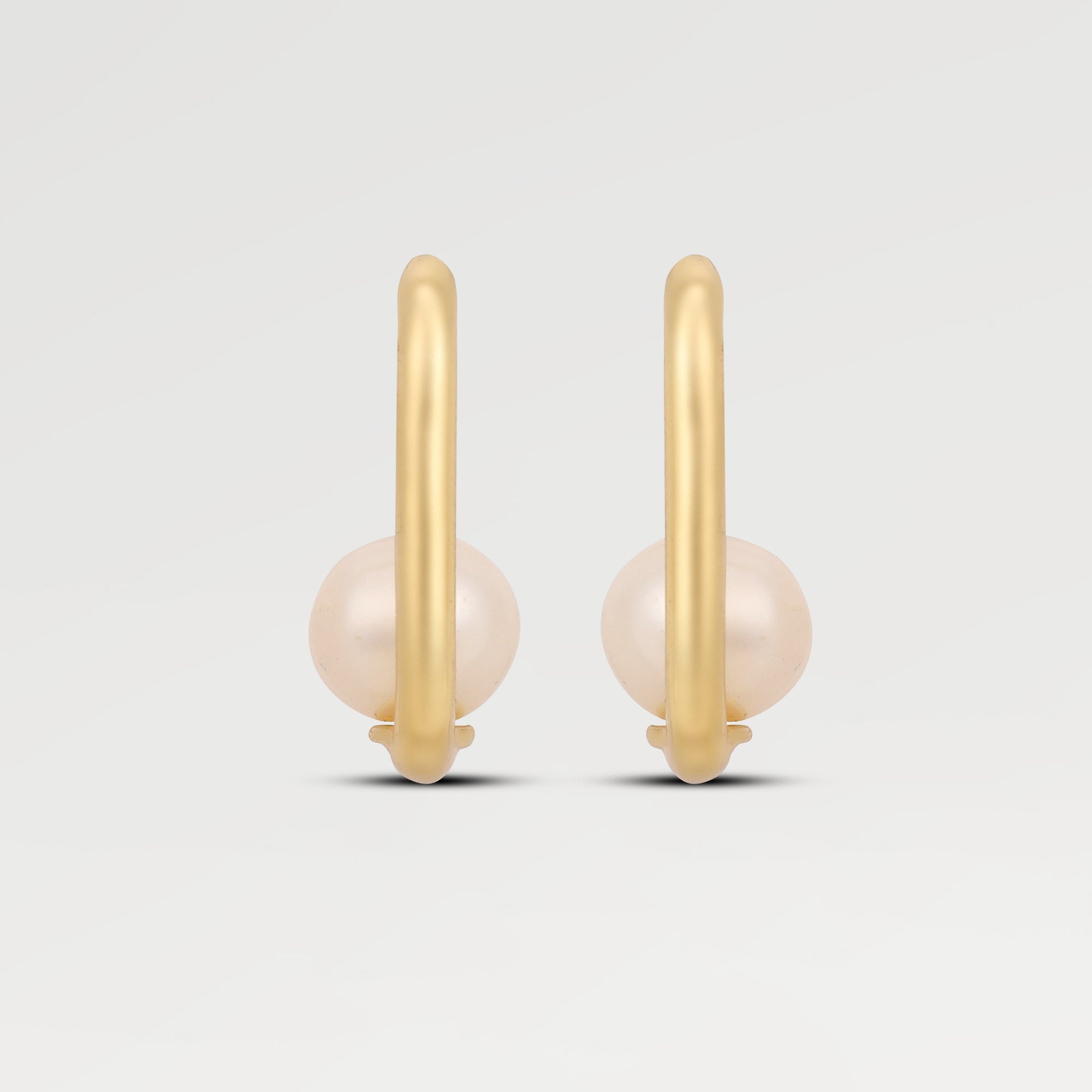 Lily Ball Pearl Huggies Earrings