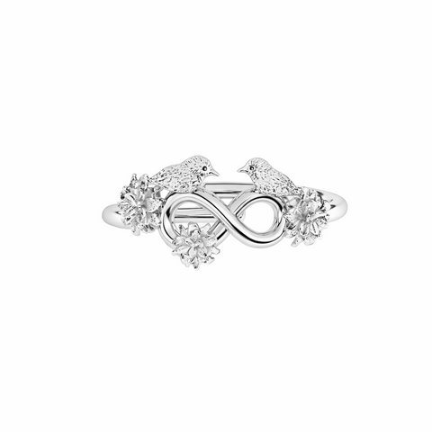 Aery Silver Birds Adjustable Ring