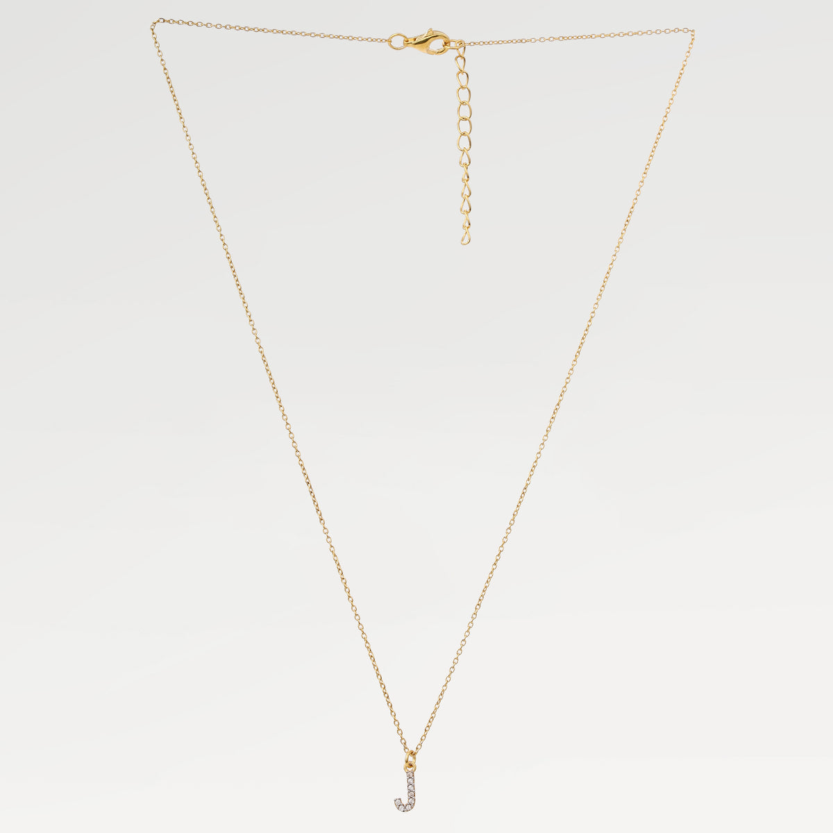 Silver 2.5 Micron Yellow Gold Plated Pave Alphabet Necklace with  Round Cut Natural Zircon