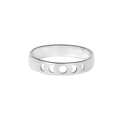 Ayla Sterling Silver Moon Phase Band Ring