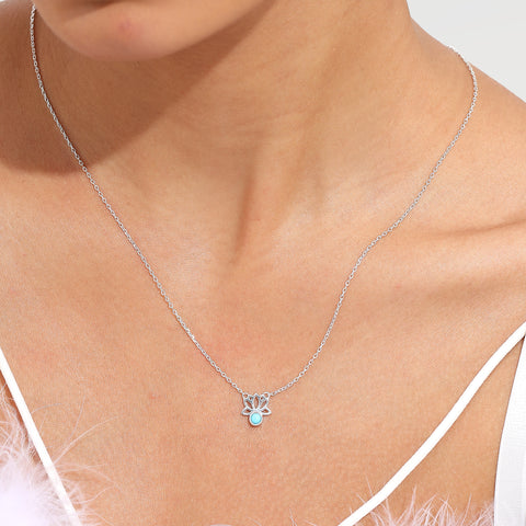 Lily Silver Magnesite Floral Necklace