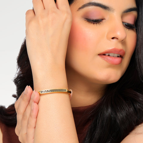 Ruby Silver Black Spinel Bangle