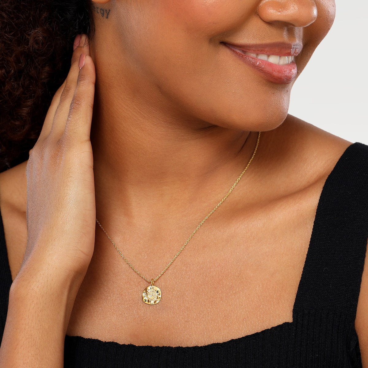 Mia Hammered Sun Slider Necklace