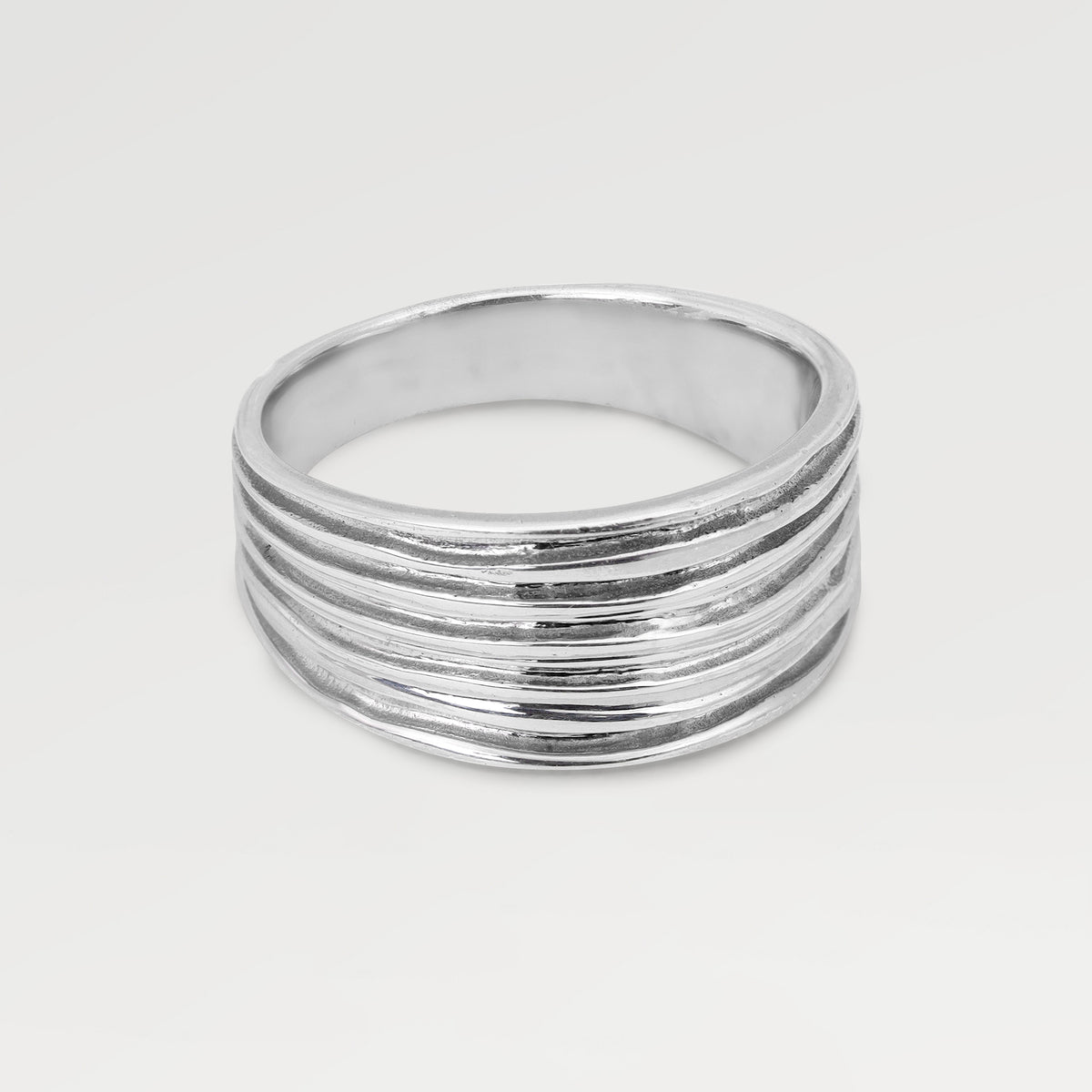925 Sterling Silver Rhodium Plated Plain Organic Shape Ring