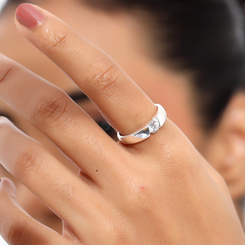 Anna Silver Diamond Adjustable Ring
