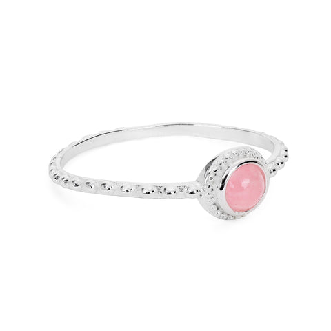 Anna Sterling Silver Round Rose Quartz Elegant Ring