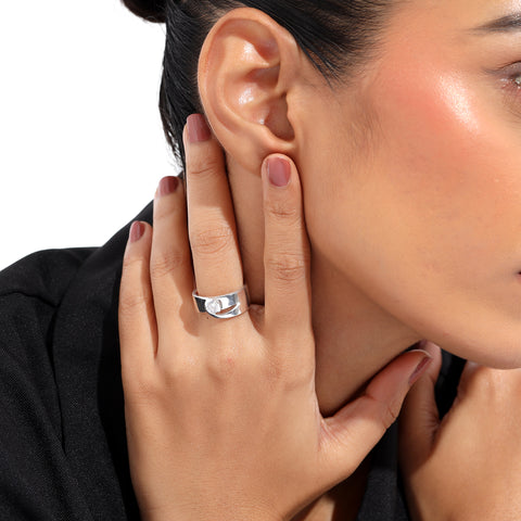 Loe Sterling Silver Round Lab Grown Diamond Ring