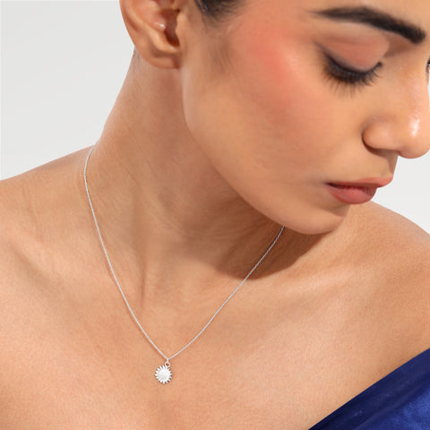 Ava Silver Sun Flower Necklace