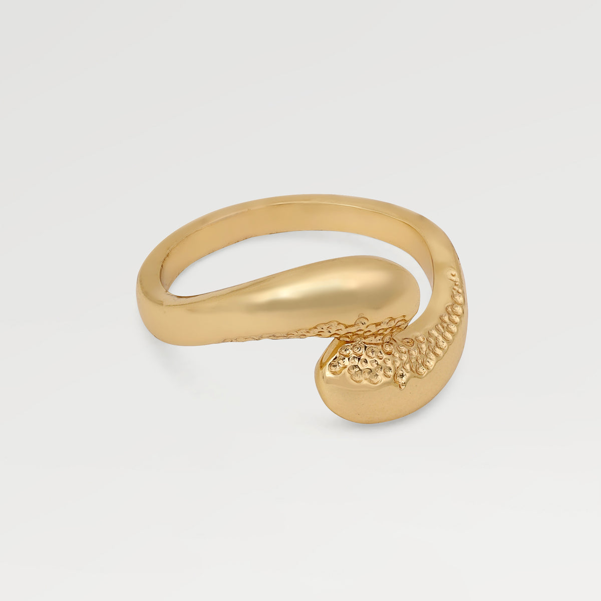 0.50 Micron Yellow Gold Plated Plain Hammered Texture Ring