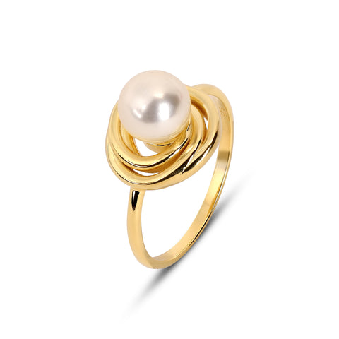 Lily Sterling Silver Round Synthetic Pearl Ring