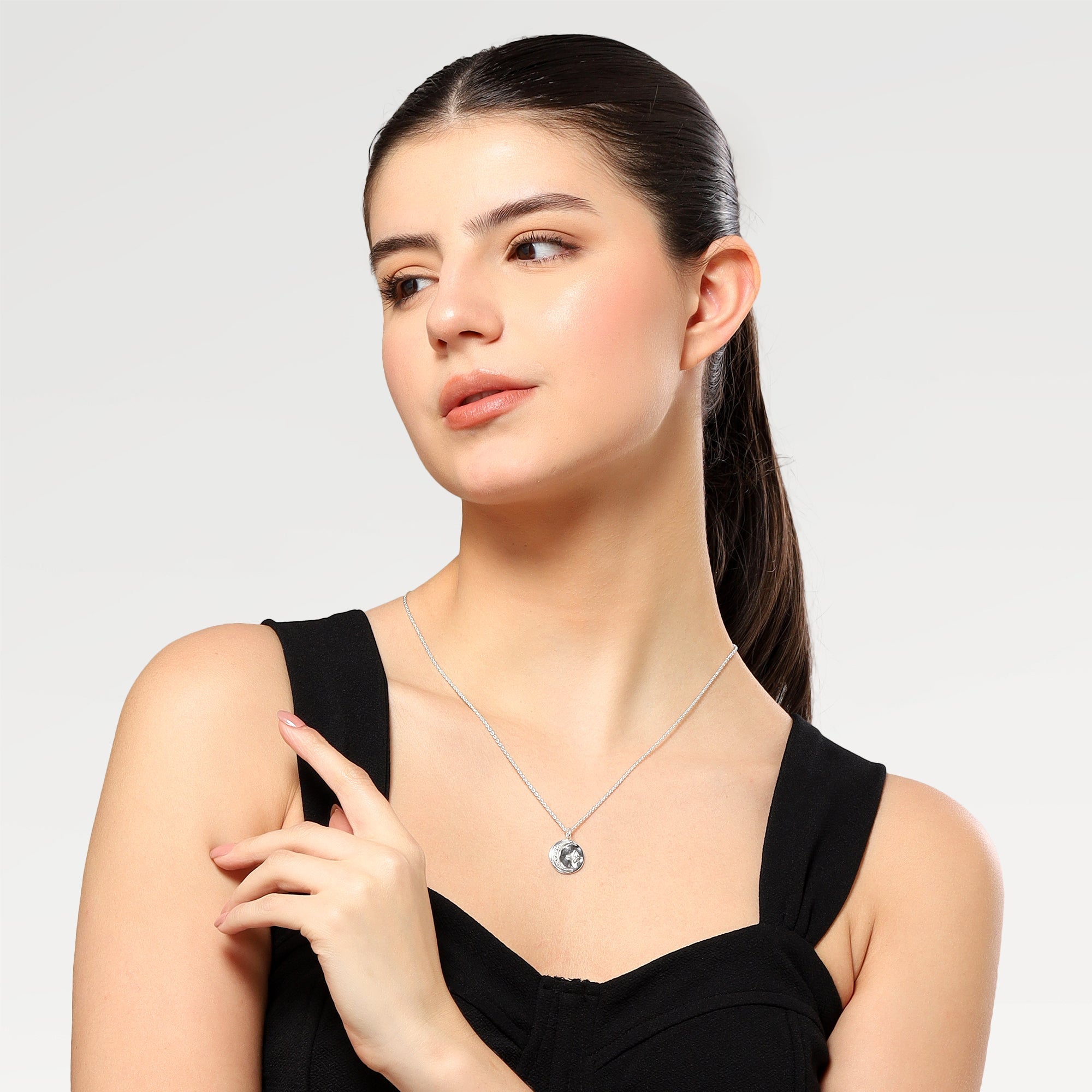 Zoe Star Moon Pave Zirconia Necklace