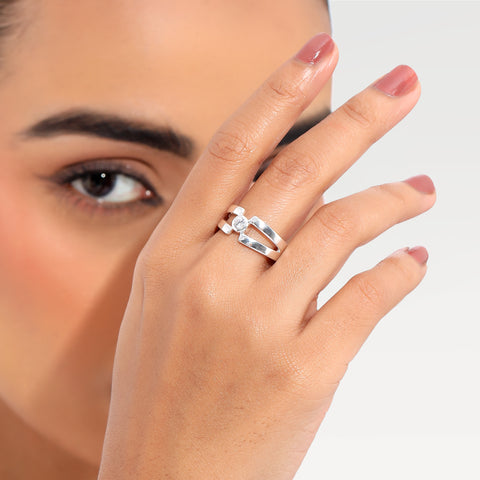 Kai Silver Diamond Adjustable Ring