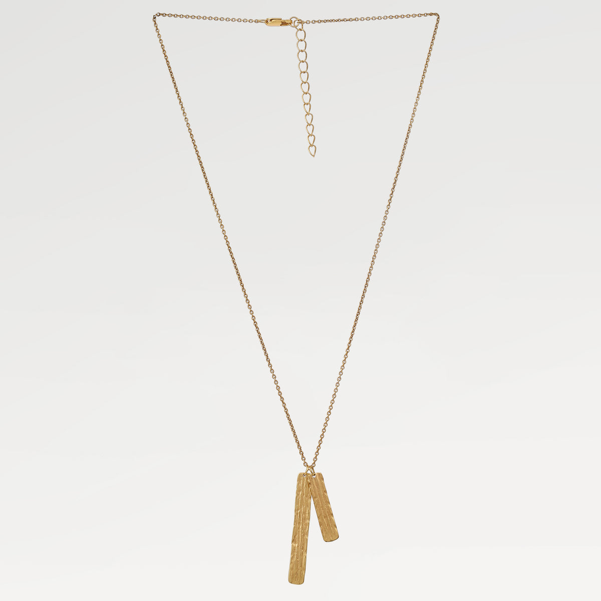 Yellow Gold Plated Texture Baguette Plain Necklace