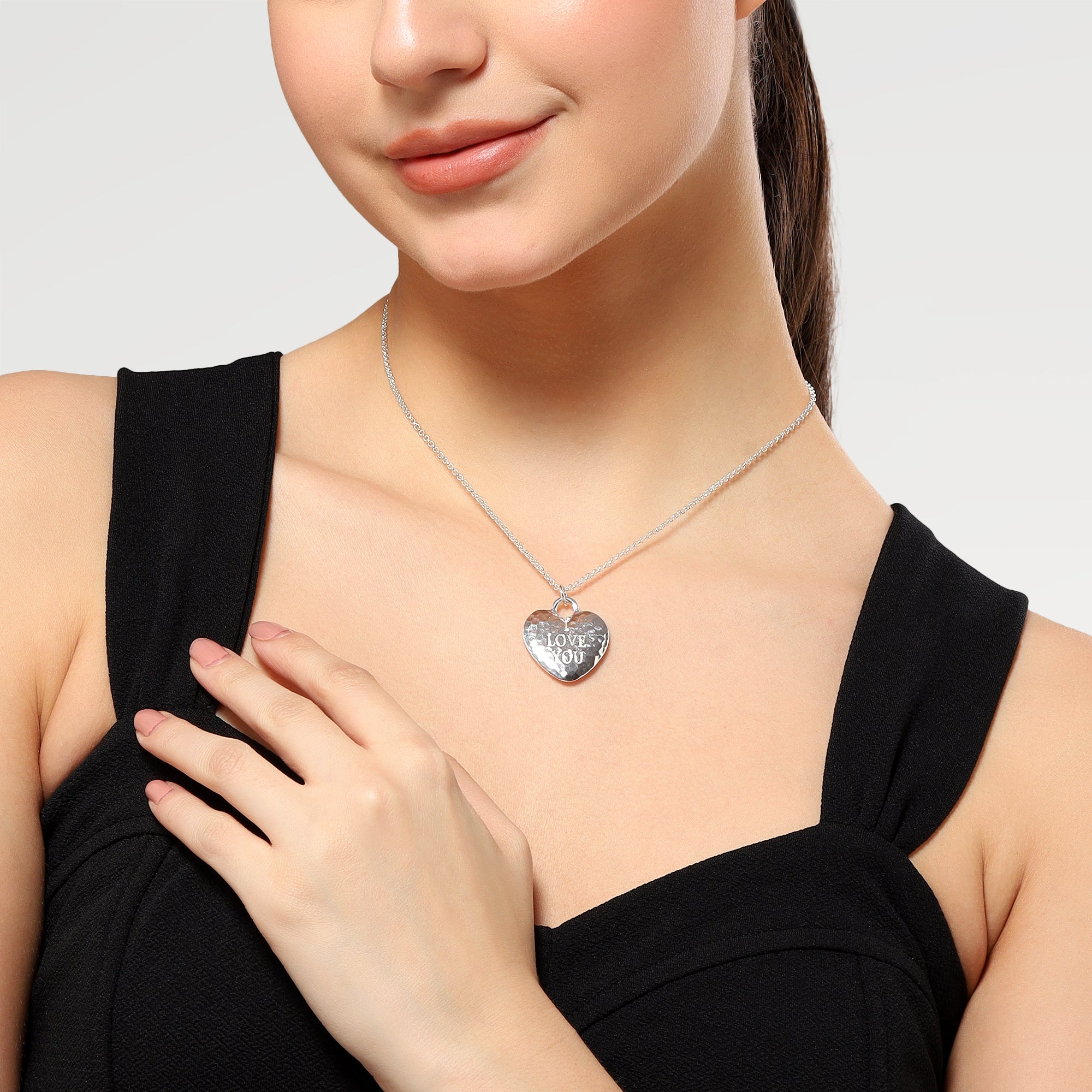 Ruby Silver Plated Love Heart Necklace