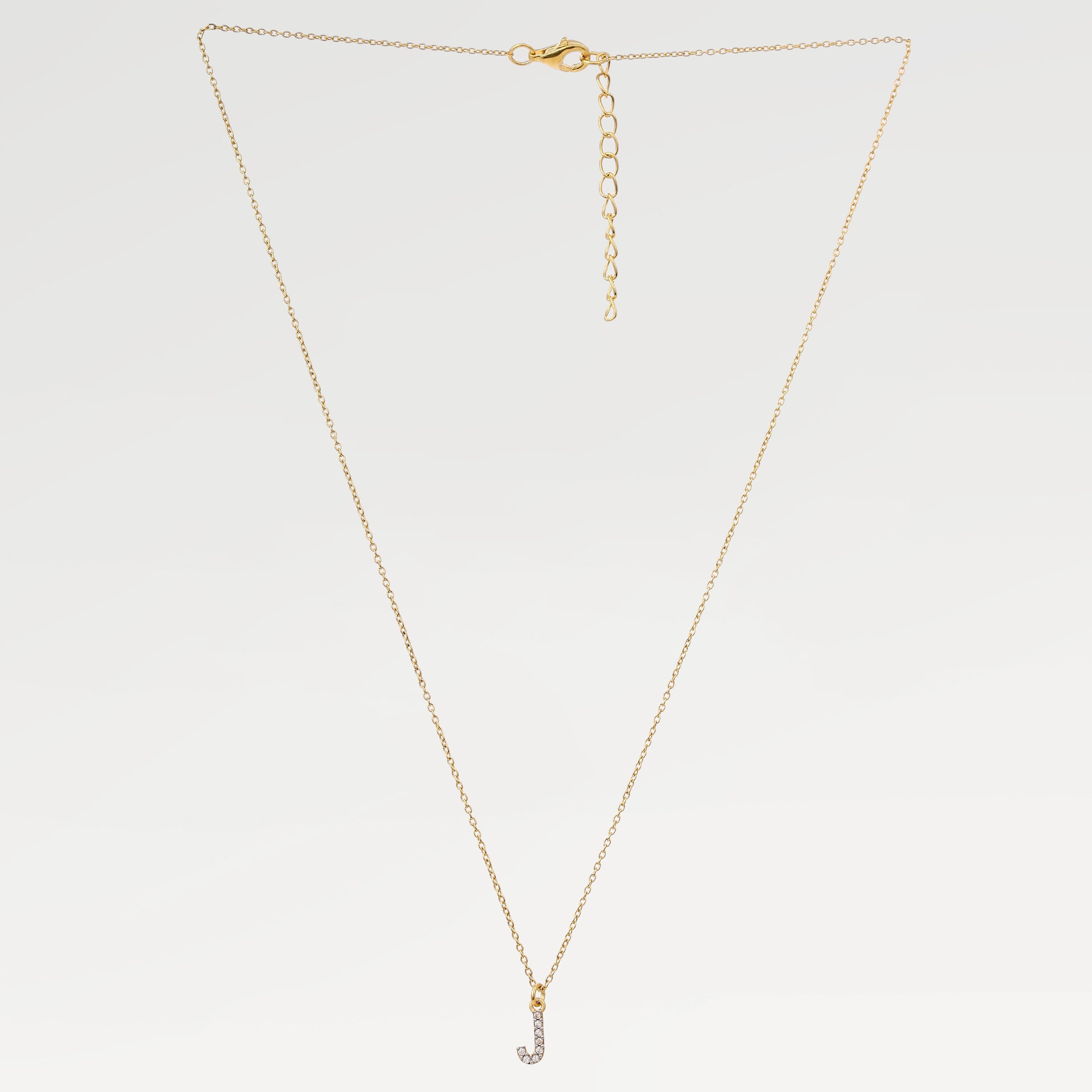 Ivy Yellow Gold Plated Zircon Alphabet Necklace