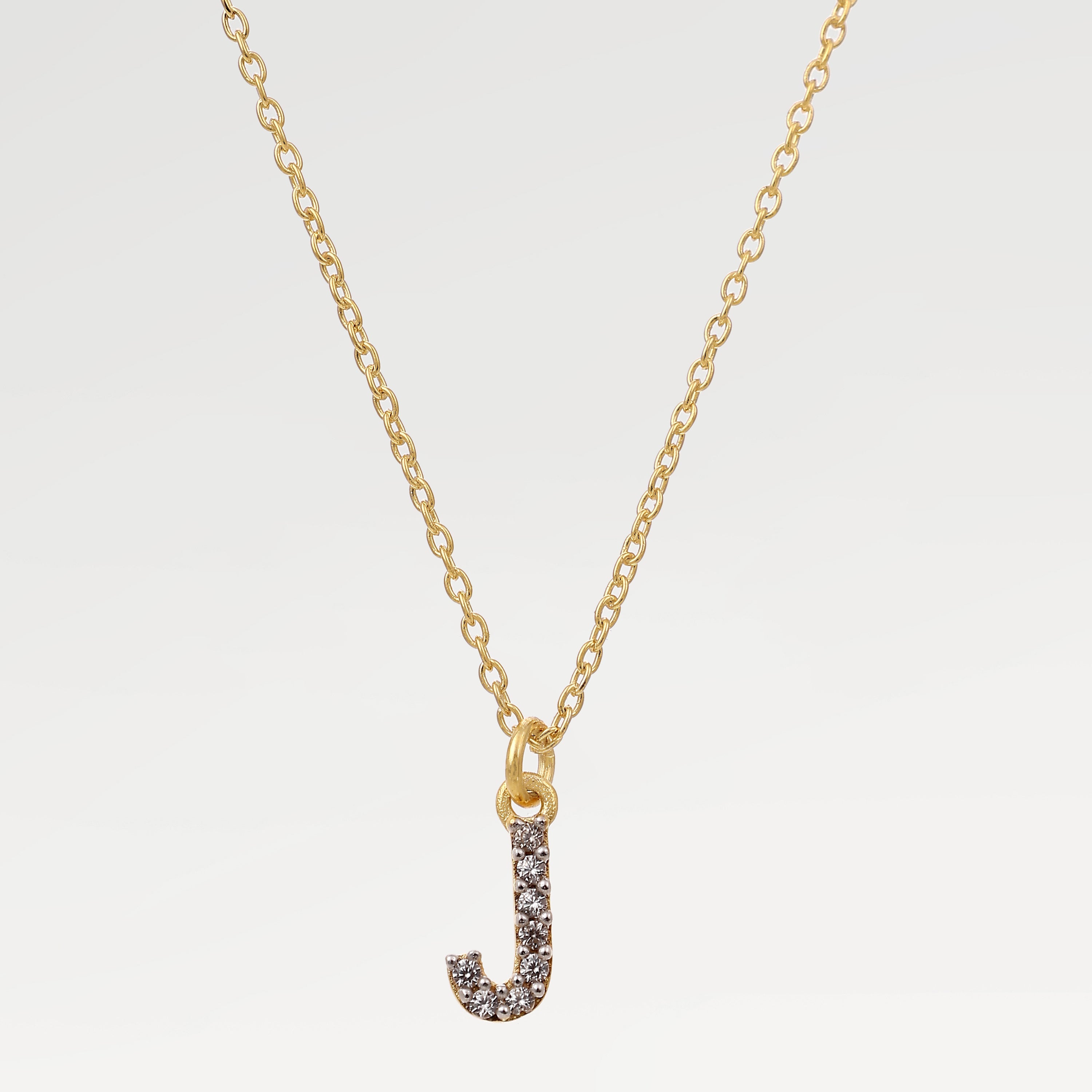 Ivy Yellow Gold Plated Zircon Alphabet Necklace