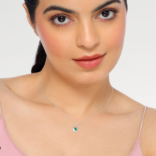 Anna Silver Emerald Pendant