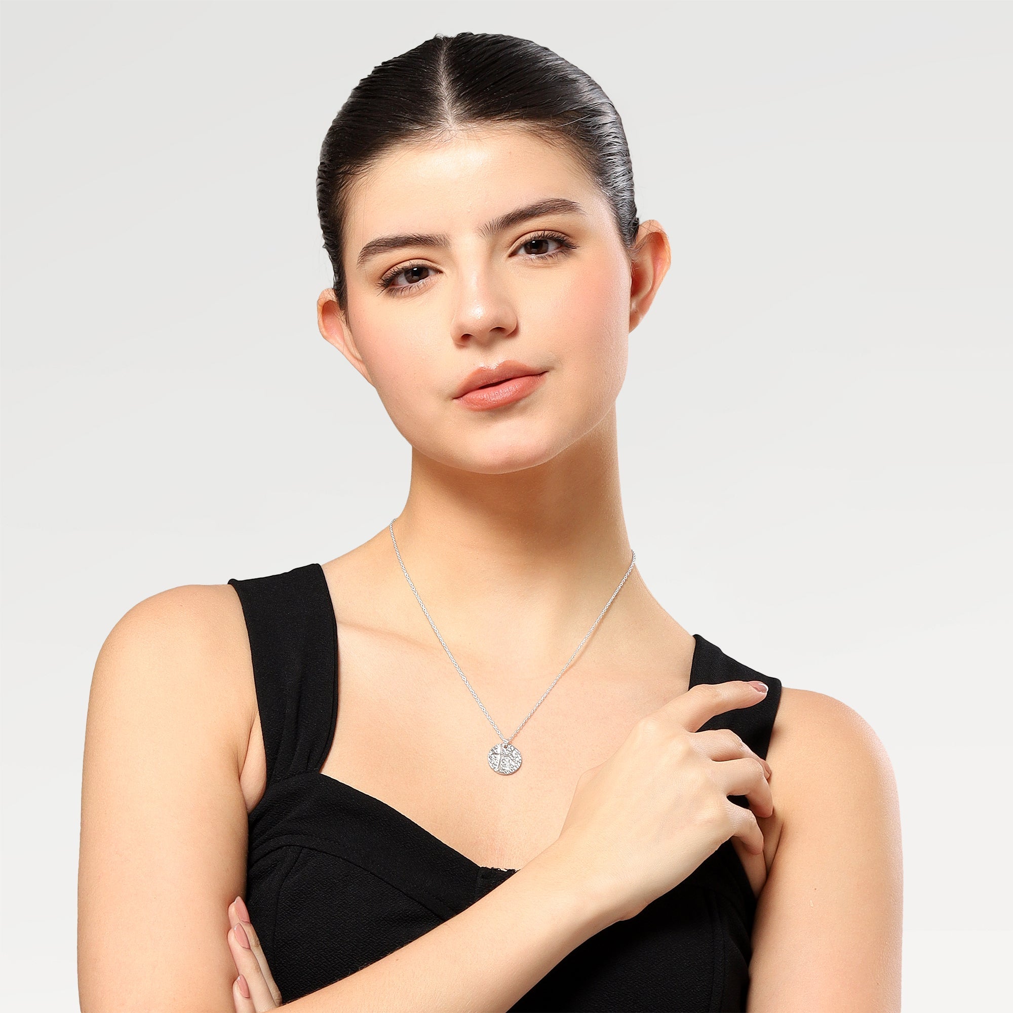 Mia Silver Cross Slider Zirconia Necklace