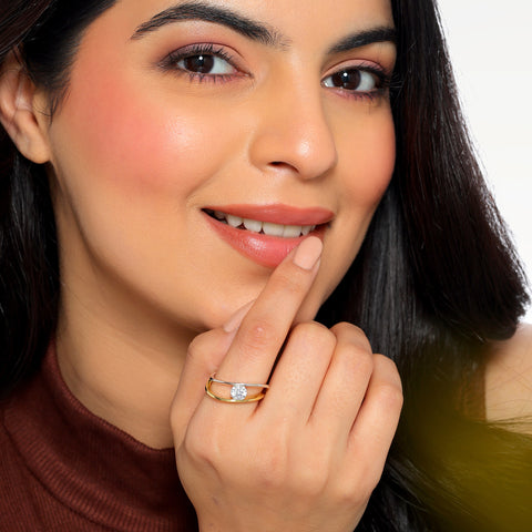 Nela Two Tone  Adjustable Ring