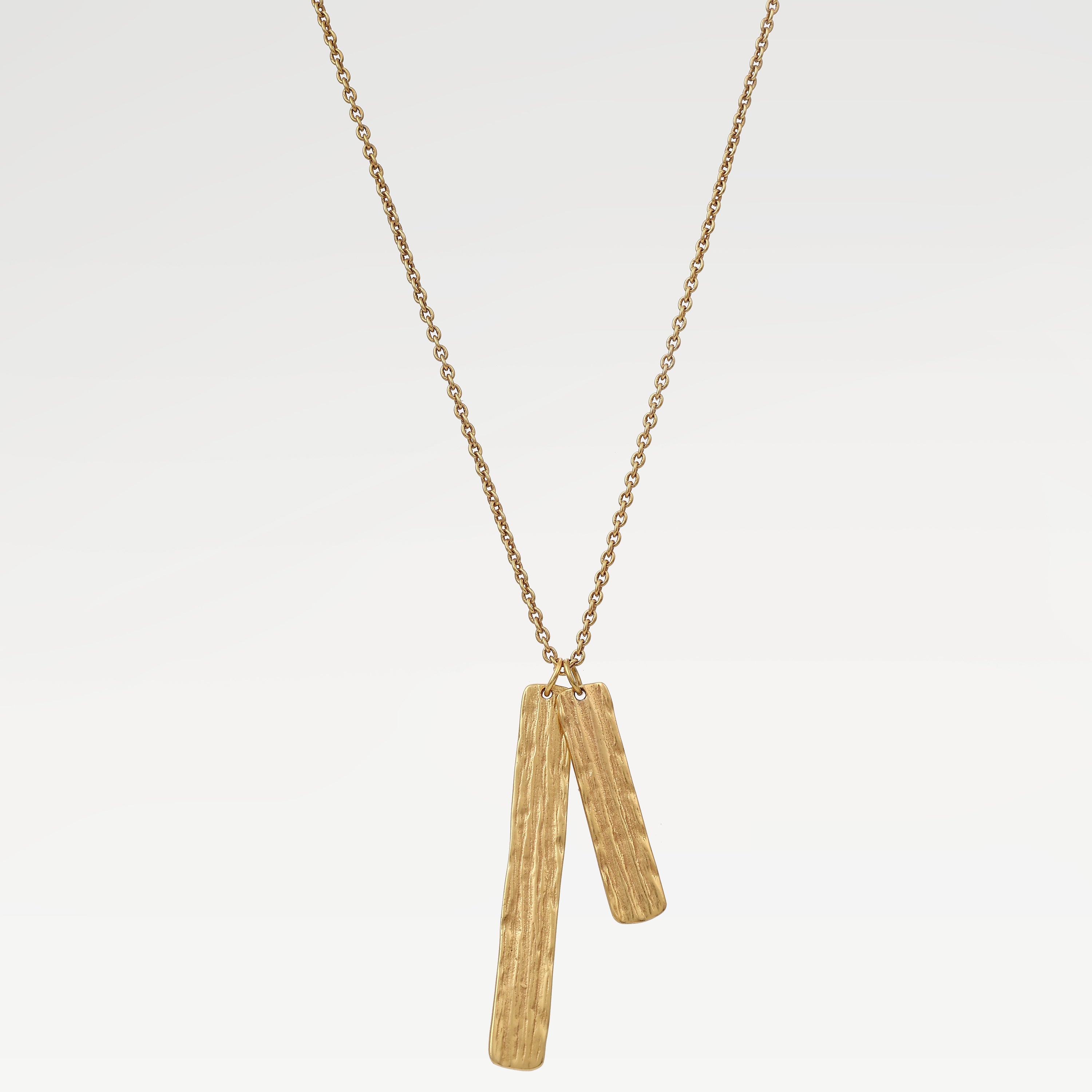 Lily Yellow Gold Plated Textured Bar Necklace