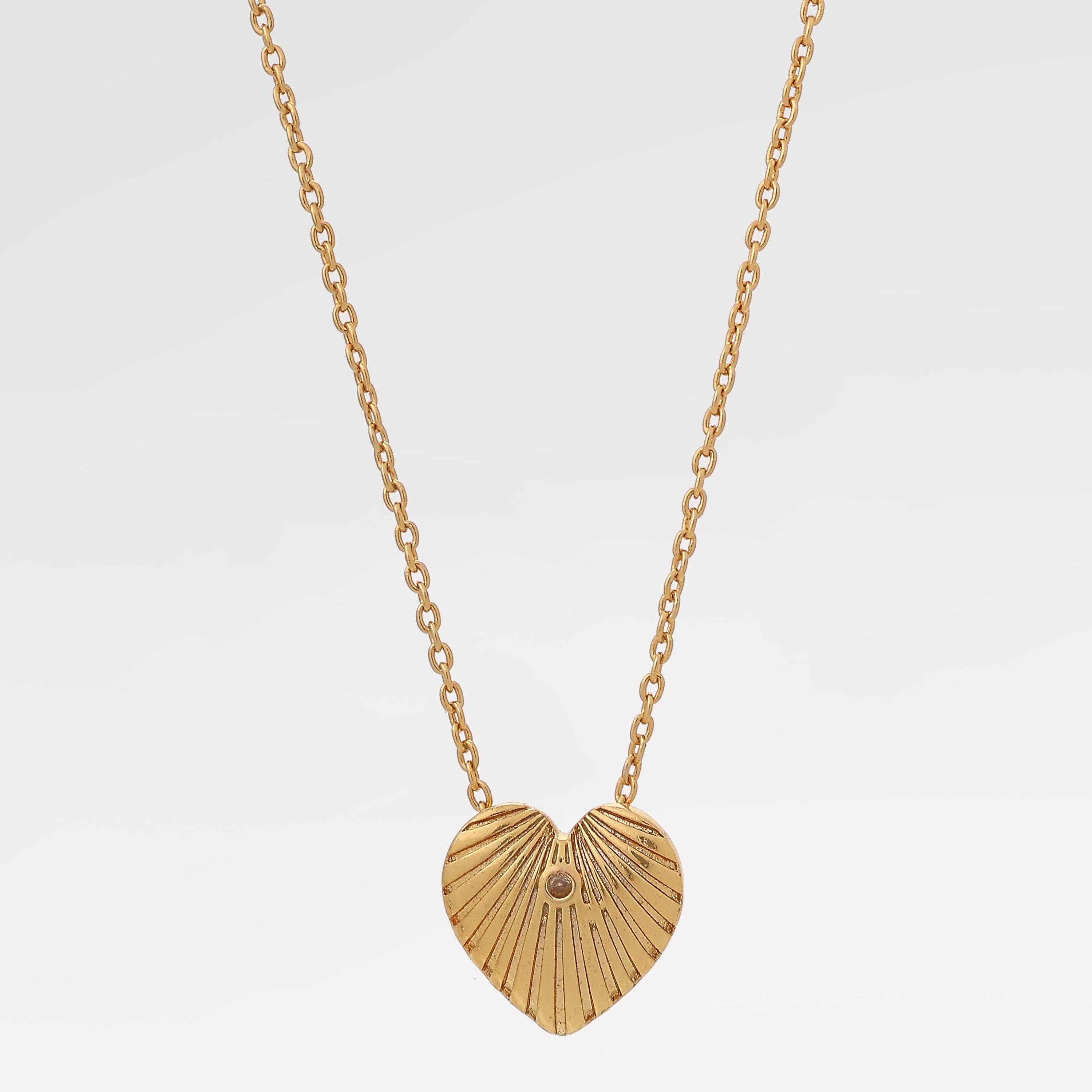 Ella Embossed Heart Bezel Necklace