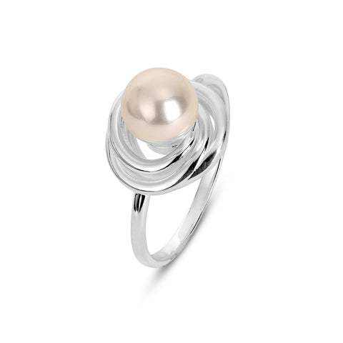 Lily Sterling Silver Round Synthetic Pearl Ring