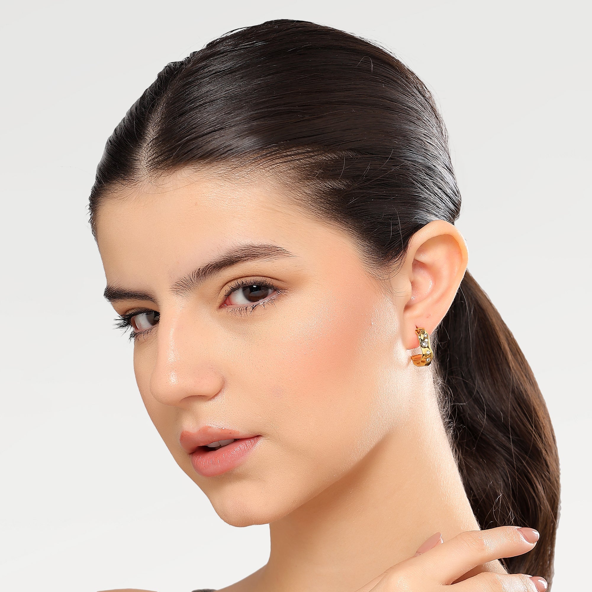 Emma Crystal Chaton Hoop Studs