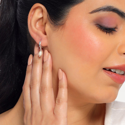 Zeni Silver Pearl Earring