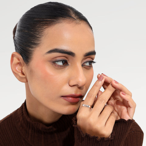 Ayla Sterling Silver Moon Phase Band Ring