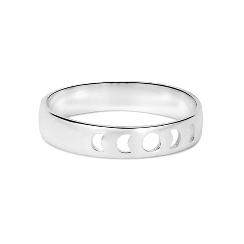 Ayla Sterling Silver Moon Phase Band Ring